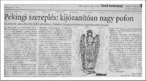 Bodon György cikke a Magyar Nemzetben, 2008. augusztus 29.: Pekingi szereplés: kijózanítóan nagy pofon