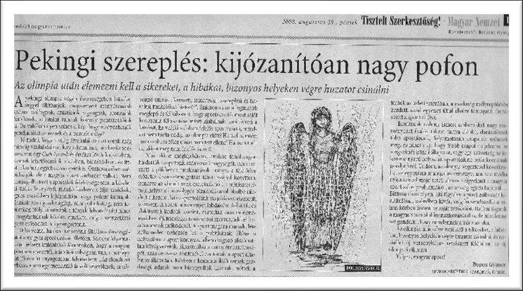 Bodon György cikke a Magyar Nemzetben, 2008. augusztus 29.